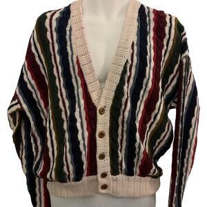 Structure 90s Textured Cotton Cardigan. Size Large